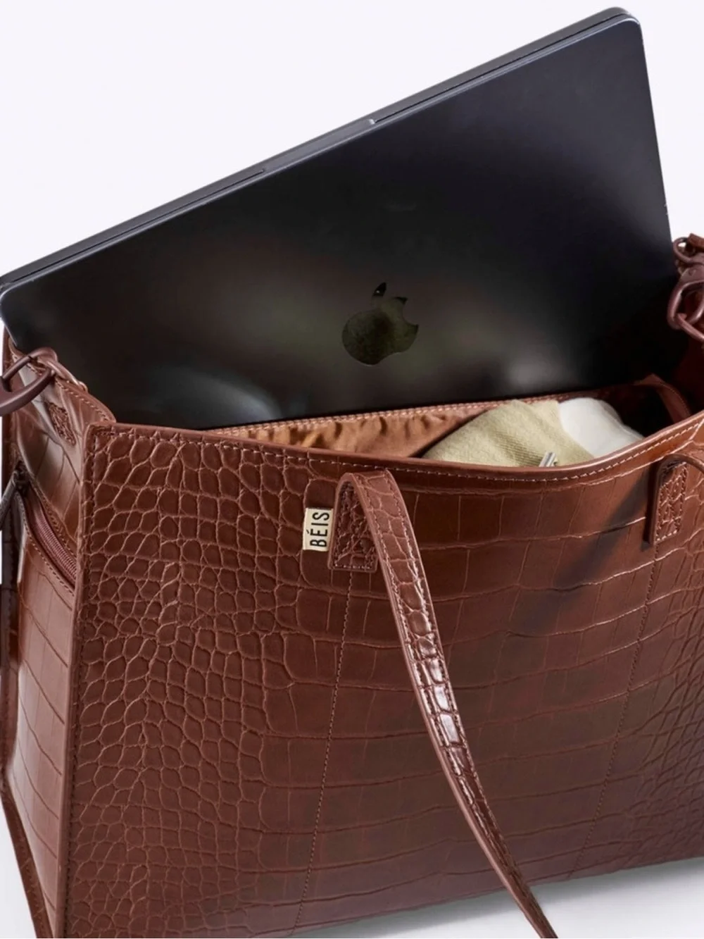 NWT BEIS | The Work Tote | Maple Croc - Picture 3 of 12